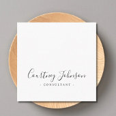 Professional Simple Elegant Black White Consultant Vierkante Visitekaartje