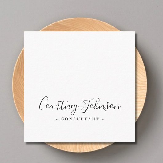 Professional Simple Elegant Black White Consultant Vierkante Visitekaartje