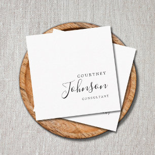 Professional Simple Elegant Black White Consultant Vierkante Visitekaartje