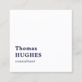 Professional Simple Elegant Blue White Consultant Vierkante Visitekaartje (Voorkant)
