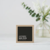 Professional Simple Elegant Kraft Black Consultant Vierkante Visitekaartje (Staand voorkant)
