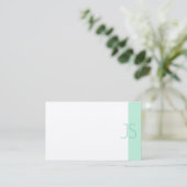 Professional Simple Elegant Mint Green Monogram Visitekaartje (Staand voorkant)