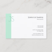 Professional Simple Elegant Mint Green Monogram Visitekaartje (Achterkant)