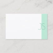 Professional Simple Elegant Mint Green Monogram Visitekaartje (Voorkant)