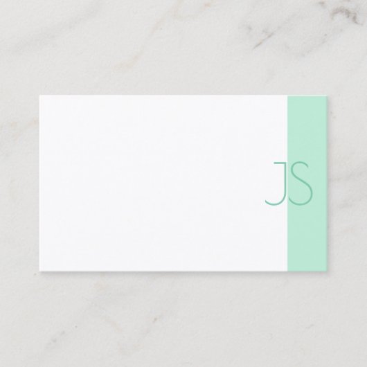Professional Simple Elegant Mint Green Monogram Visitekaartje (Voorkant)
