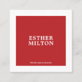 Professional Simple Elegant Red White Consultant Vierkante Visitekaartje (Voorkant)