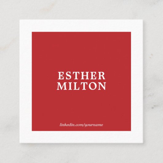Professional Simple Elegant Red White Consultant Vierkante Visitekaartje (Voorkant)