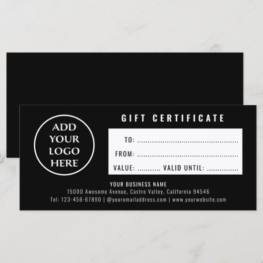 Professional Simple Logo Boutique-cadeaubon (Voorkant / Achterkant)