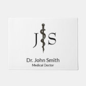 Professional Simple Medical Asclepius Black White Deurmat (Voorkant)