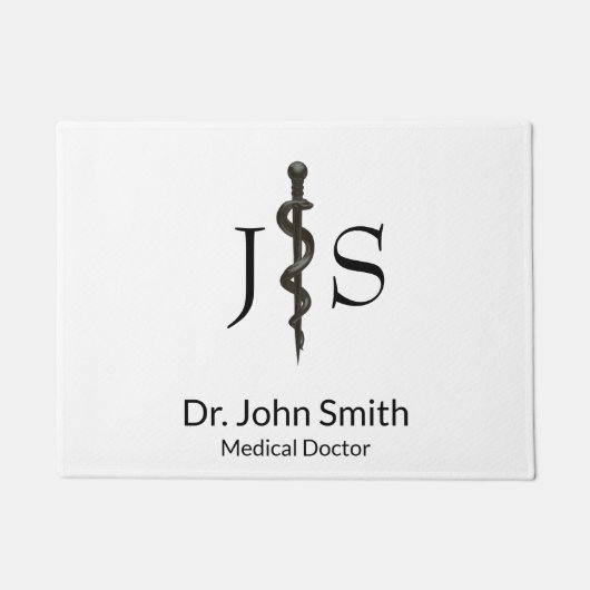 Professional Simple Medical Asclepius Black White Deurmat (Voorkant)