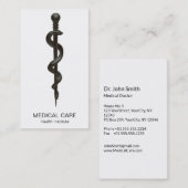 Professional Simple Medical Asclepius Black White Visitekaartje (Voorkant / Achterkant)