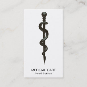 Professional Simple Medical Asclepius Black White Visitekaartje