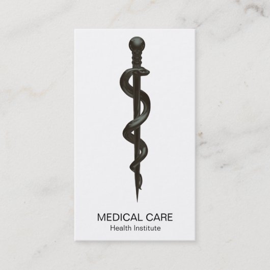 Professional Simple Medical Asclepius Black White Visitekaartje (Voorkant)