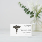 Professional Simple Medical Caduceus Black White Afsprakenkaartje (Staand voorkant)