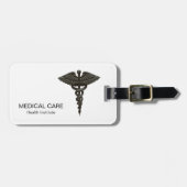 Professional Simple Medical Caduceus Black White Bagagelabel (Voorkant horizontaal)