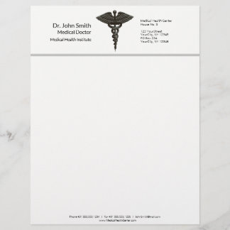 Professional Simple Medical Caduceus Black White Briefhoofd