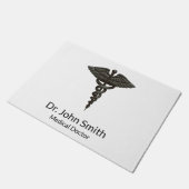 Professional Simple Medical Caduceus Black White Deurmat (Schuin)