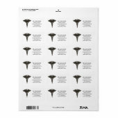 Professional Simple Medical Caduceus Black White Etiket (Full Sheet)