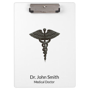 Professional Simple Medical Caduceus Black White Klembord