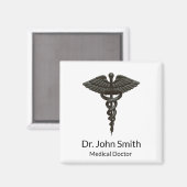 Professional Simple Medical Caduceus Black White Magneet (Voorkant / Achterkant)