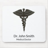 Professional Simple Medical Caduceus Black White Muismat (Voorkant)