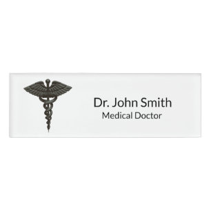Professional Simple Medical Caduceus Black White Naambadge