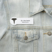 Professional Simple Medical Caduceus Black White Naamplaatje (In situ)