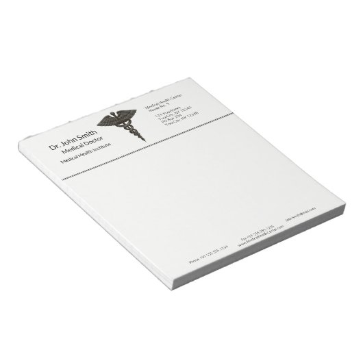 Professional Simple Medical Caduceus Black White Notitieblok (Schuin)