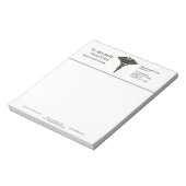 Professional Simple Medical Caduceus Black White Notitieblok (Linkerzijde)