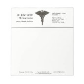 Professional Simple Medical Caduceus Black White Notitieblok (Voorkant)