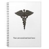 Professional Simple Medical Caduceus Black White Notitieboek (Voorkant)