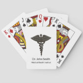 Professional Simple Medical Caduceus Black White Pokerkaarten (Achterkant)