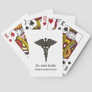 Professional Simple Medical Caduceus Black White Pokerkaarten