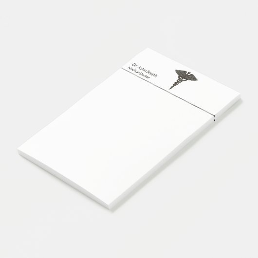 Professional Simple Medical Caduceus Black White Post-it® Notes (Schuin)