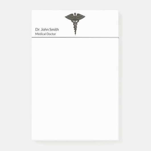 Professional Simple Medical Caduceus Black White Post-it® Notes (Voorkant)