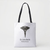 Professional Simple Medical Caduceus Black White Tote Bag (Voorkant)