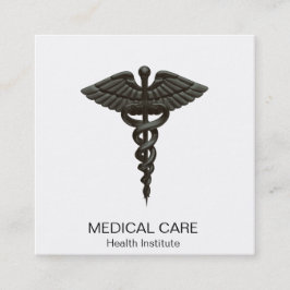 Professional Simple Medical Caduceus Black White Vierkante Visitekaartje