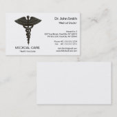 Professional Simple Medical Caduceus Black White Visitekaartje (Voorkant / Achterkant)