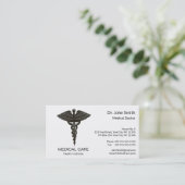 Professional Simple Medical Caduceus Black White Visitekaartje (Staand voorkant)