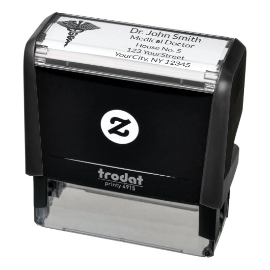 Professional Simple Medical Caduceus Black White Zelfinktende Stempel (Product)