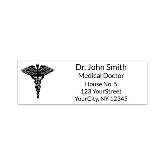 Professional Simple Medical Caduceus Black White Zelfinktende Stempel (Design)