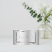 Professional Simple Metal Silver Lijst Consultant Visitekaartje (Staand voorkant)
