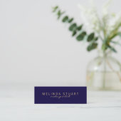 Professional Simple Modern Navy Blue en Gold Mini Visitekaartje (Staand voorkant)