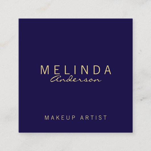Professional Simple Modern Navy Blue en Gold Vierkante Visitekaartje (Voorkant)