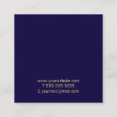 Professional Simple Modern Navy Blue en Gold Vierkante Visitekaartje (Achterkant)