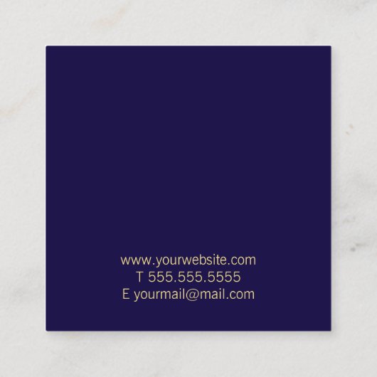 Professional Simple Modern Navy Blue en Gold Vierkante Visitekaartje (Achterkant)