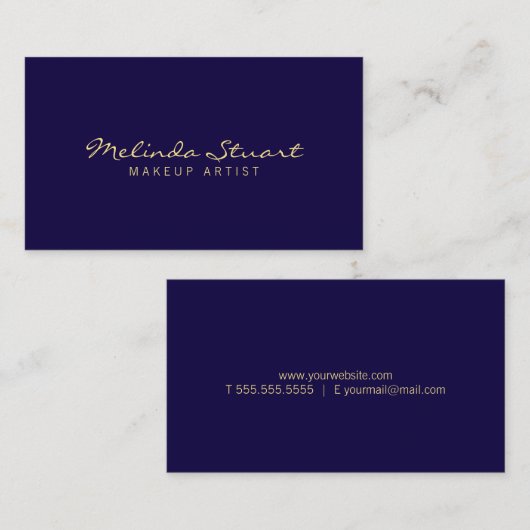 Professional Simple Modern Navy Blue en Gold Visitekaartje (Voorkant / Achterkant)