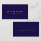 Professional Simple Modern Navy Blue en Gold Visitekaartje (Voorkant / Achterkant)