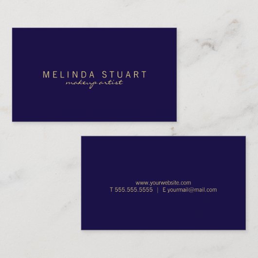 Professional Simple Modern Navy Blue en Gold Visitekaartje (Voorkant / Achterkant)