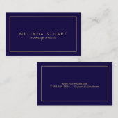 Professional Simple Modern Navy Blue en Gold Visitekaartje (Voorkant / Achterkant)